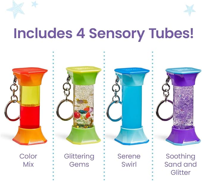 hand2mind Soothing Swirlers Sensory Tubes, Mini Fidget Keychains, Anxiety Relief Items, Calming Toys for Kids, Calm Down Corner Supplies, Quiet Fidgets for Classroom, Toddler Car Toys for Travel
