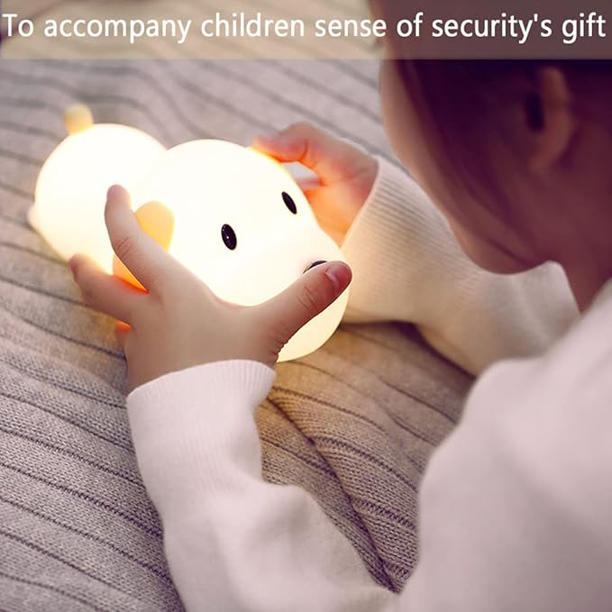 HAPPYBAG Kids Night Light,Cute Soft Silicone Dog Lamp Dimmable Nursery Portable Puppy Kawaii Lamps,Bedside Lamp for Baby and Toddler,Boy Girls