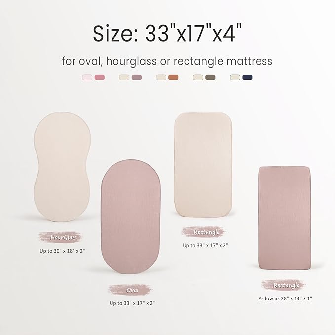 lulumoon Baby Muslin Bassinet Sheets: Cotton Bassinet Sheets Neutral for Boys and Girls - Fitted for Oval Rectangle or Hourglass