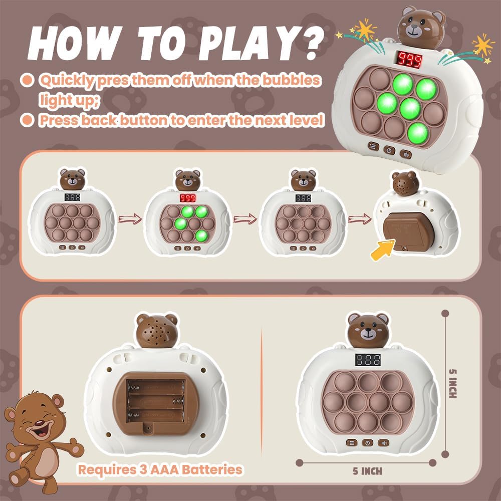 Upgraded Fast Push Game Pop Sensory Fidget Toys, for Kids 6 -12 Exercises Reaction for Ages 3 4 5 6+ Years Old & Up Boys and Girls Party Favors for Teen