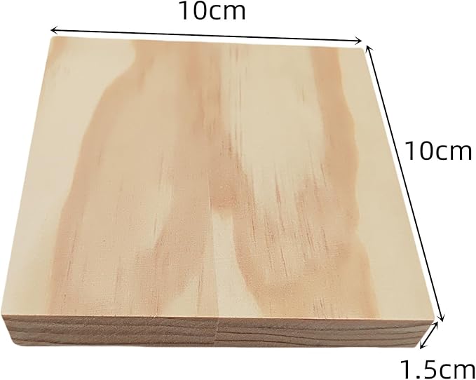 12PCS Unfinished Wood Square Blocks for Crafts, 4x4x0.6in Blank Wooden Squares Pine Wood Boards for Carving,DIY Wood Coasters,Painting & Burning