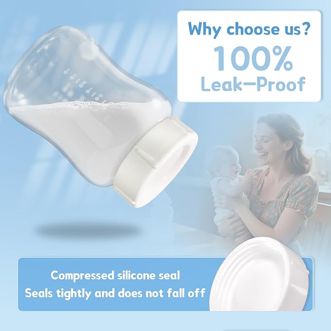 6pcs Wide Bottle Caps Compatible for Wide-Neck Natural Flow Dr Brown Bottles,BPA Free Travel and Storage Baby Bottle Lids Replacement Parts with Sealing Gasket for Baby Bottles Accessory (White)