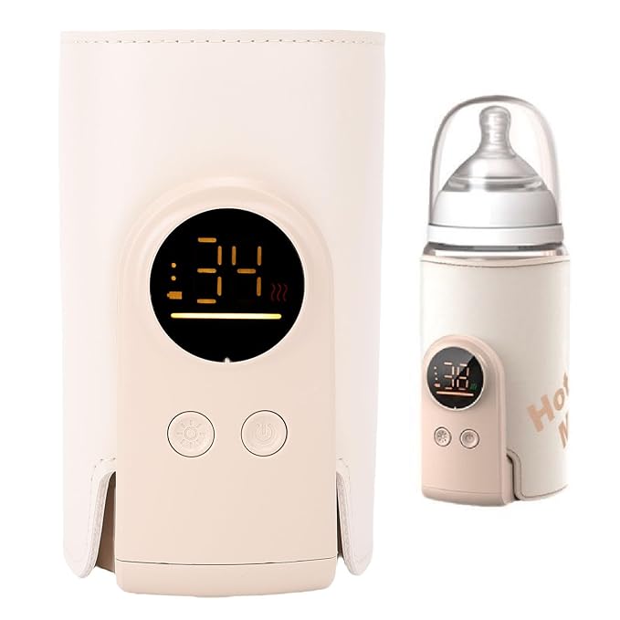 Baby Bottle Warmer, 13cm / 5.1inConstant Temperature USB Rechargeable Portable Bottle Warmer Insulated Sleeve Digital Display Holder for Travel Outdoor Camping