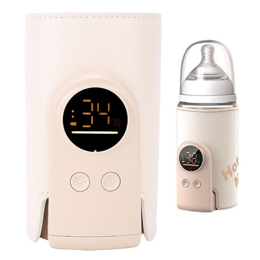 Baby Bottle Warmer, 13cm / 5.1inConstant Temperature USB Rechargeable Portable Bottle Warmer Insulated Sleeve Digital Display Holder for Travel Outdoor Camping
