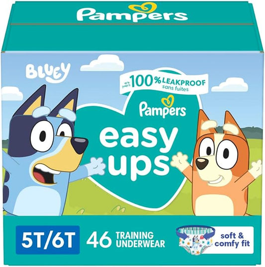Pampers Training Pants - Easy Ups Boys & Girls Bluey - Size 5T-6T, 46 Count, Children's Potty Underwear (Packaging May Vary)