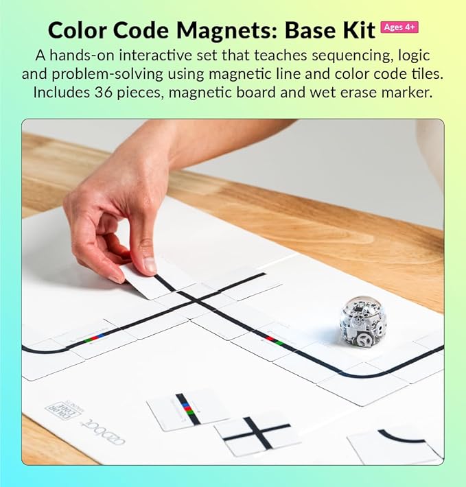 Ozobot Color Code Magnets Base Kit: Interactive Coding Learning Tool for Kids Ages 5+, Enhances Logic & Problem-Solving Skills, Classroom Education, 36 Tiles, Evo Required Not Included