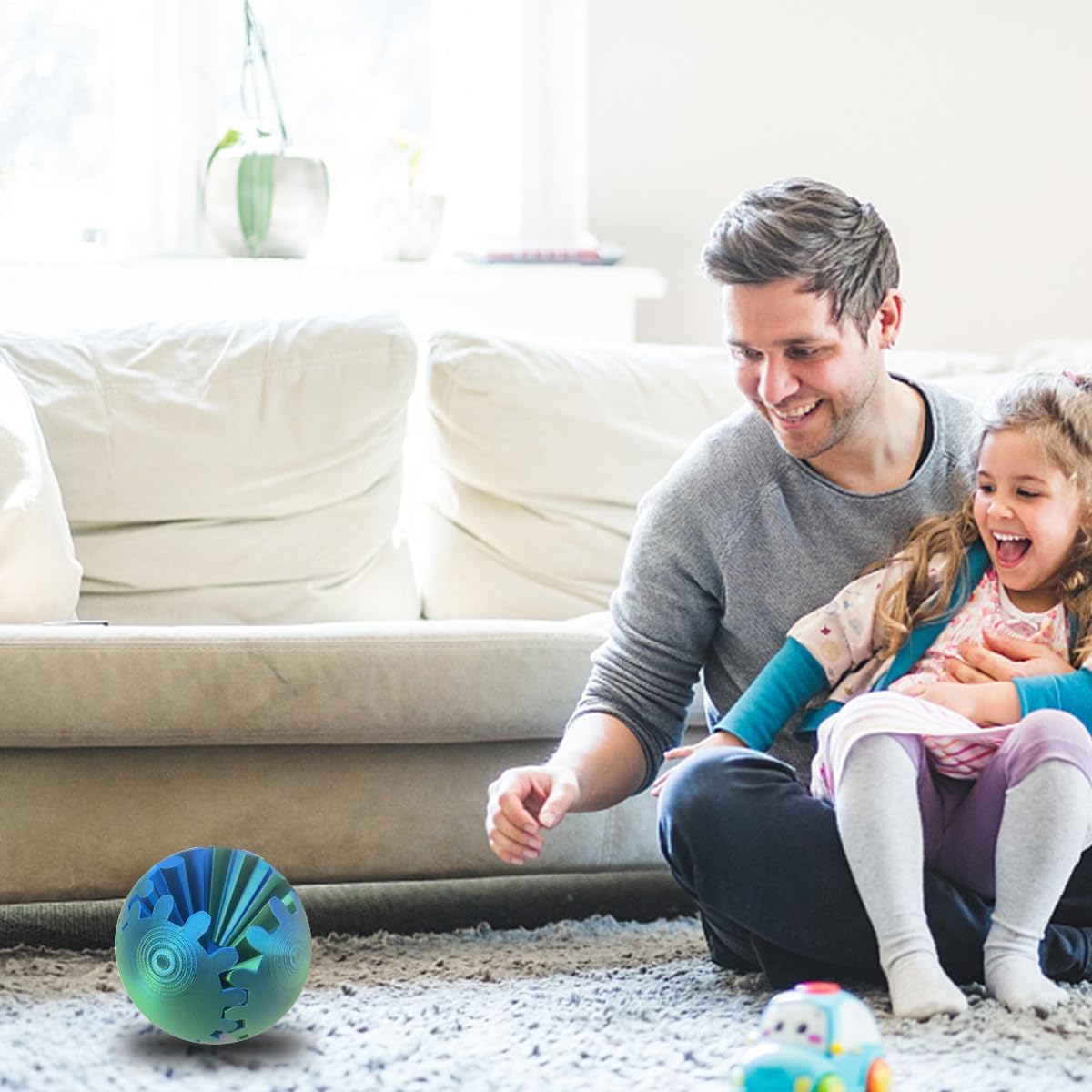 Gear Ball - 3D Printed Gear Ball Spin Ball or Cube Fidget Toy,Gear Sphere,Gear Ball Fidget Toy,Stress Ball,GearSphere Desk Toy,Fidget Ball (Green,8cm)