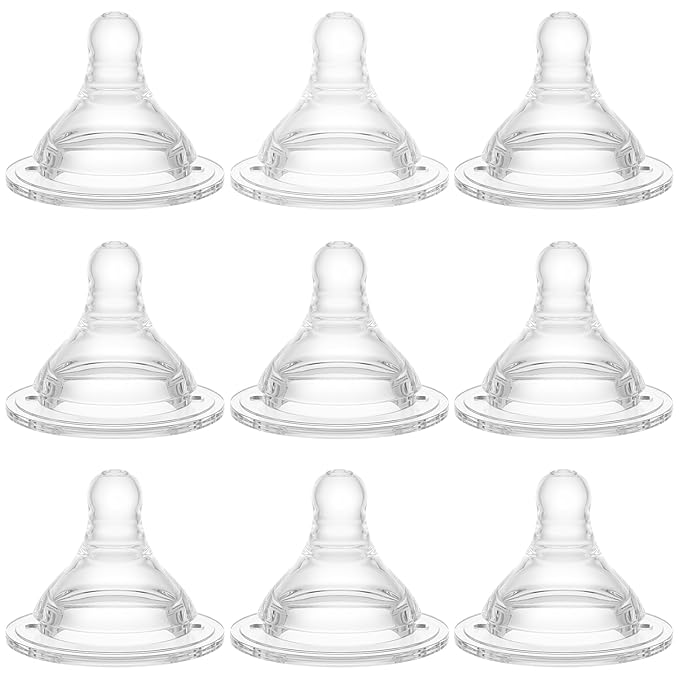 Bottle Nipples Medium Flow Nipple Level 2, 3m+, Compatible with Wide-Neck Baby Bottle, 9 Count