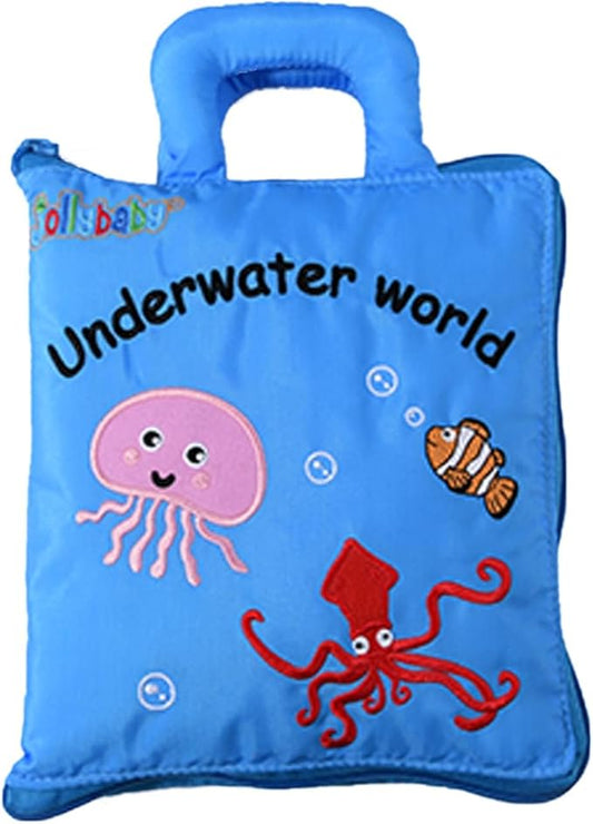 Jollybaby Quiet Book Montessori Toys, Toddlers Travel Toy, Preschool Learning Activities Early Educational Toy, 10 Sensory Activities Busy Book for Boys & Girls with Zipper(Underwater)