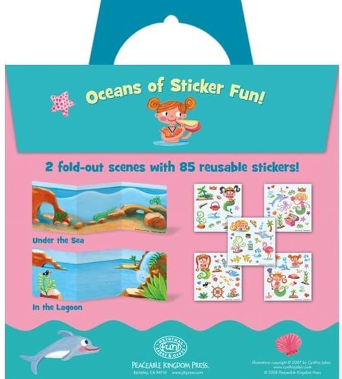 Peaceable Kingdom Sticker Fun! Mermaid Reusable Sticker Tote