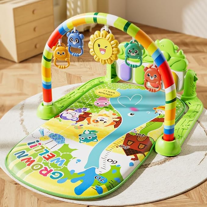 Alive Lovely Baby Gyms Play Mats, Musical Activity Center Baby Piano Gym Mat, Music and Lights Tummy Time Padded Mat for Newborn Newborn 0 to 3 6 9 12 Months