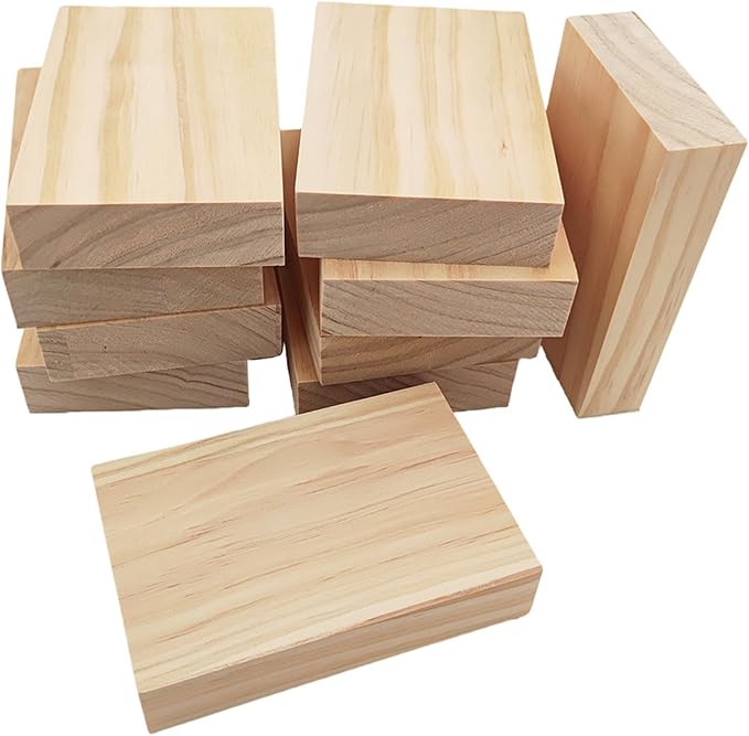 10PCS Rectangle Wood Boards Unfinished Wood Blocks for Crafting, 4.7x3x1in Blank Whittling Wooden Blocks for Wood Carving,Painting & Burning