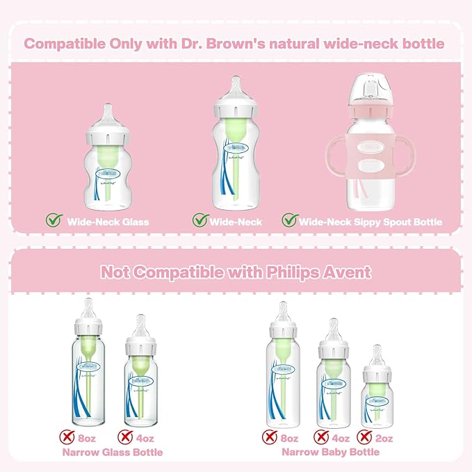 Sippy Nipple Compatible with Dr. Brown's Wide-Neck Baby Bottles & Sippy Spout Bottles