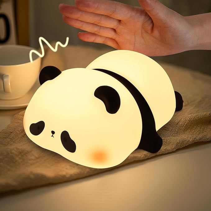YISUN Cute Panda Night Light, LED Squishy Night Light, Food Grade Silicone, Rechargeable Nursery Nightlight with 3 Level Dimmable Bedside Touch Lamp for Room Decor, Funny Gifts for Boys Girls