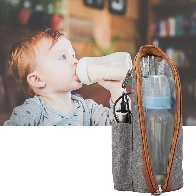 3sets Portable Bottle Warmer Heater with USB Cable Smart Travel Cup Covers Temperature Feeding Grey