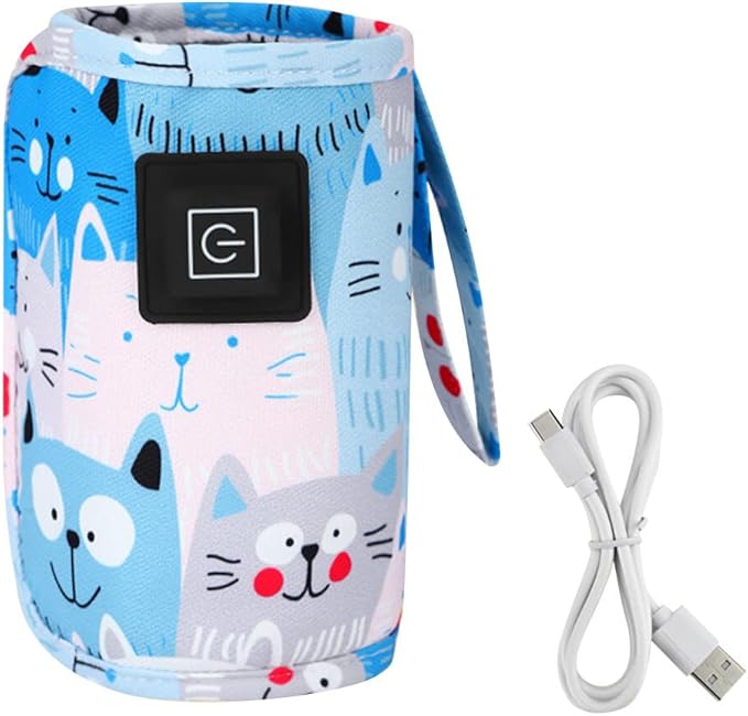 Portable Bottle Warmer,Adjustable 3 Temperature USB Travel Milk Heat Keeper Baby Bottle Heater Warming Bag Milk Heater Cover Bottle Warmer Insulation Bag,Blue