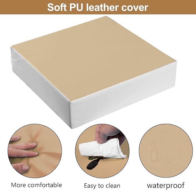 Kalawen Toddler Booster Seat for Table, Waterproof PU Washable Thick Seat with 2 Adjustable Straps Safety Buckle