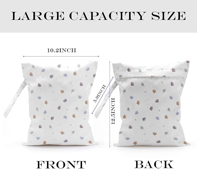 Wet Dry Bag, for Swimsuit, Travel, Beach, Pool, Stroller, Diapers, Dirty Yoga Gym Clothes, Makeup Bag, Waterproof Tropical Palm Leaves Decor Jungle Palm Leaf Favors