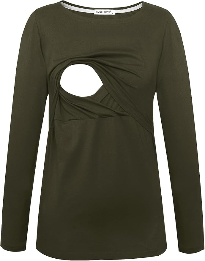 Smallshow Women's Maternity Nursing Tops Comfy Long Sleeve Breastfeeding T-Shirt