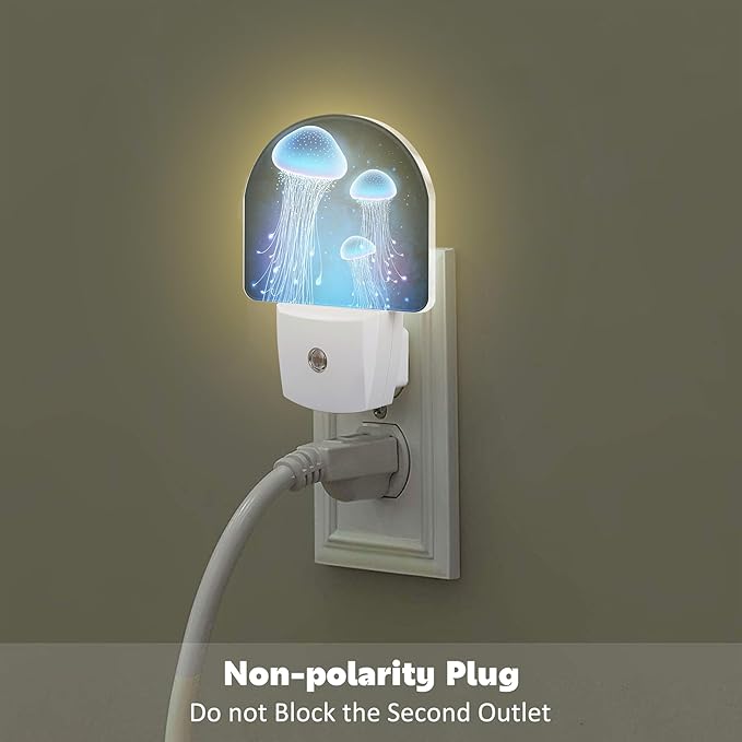 Magic Glowing Jellyfish Night Light, Undersea World Marine Life Dusk to Dawn Night Light Plug in,0.5w Energy Saving Sleep Friendly NightLight for Kids Boys Girls Home Decor