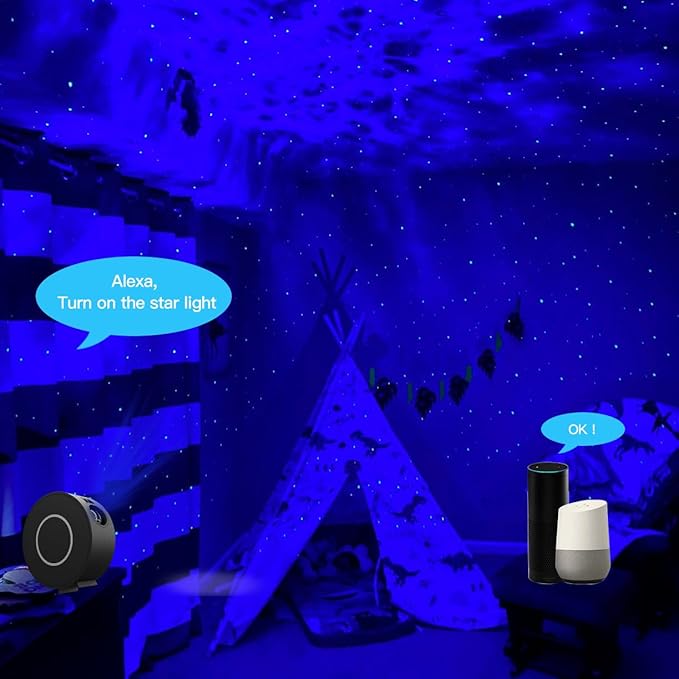 Star Projector Lights, Galaxy Projector for Bedroom, Smart APP & Voice Control Galaxy Lamp,Ceiling Night Light Compatible with Alexa & Google Home,Room Decor for Kids Adults-Black