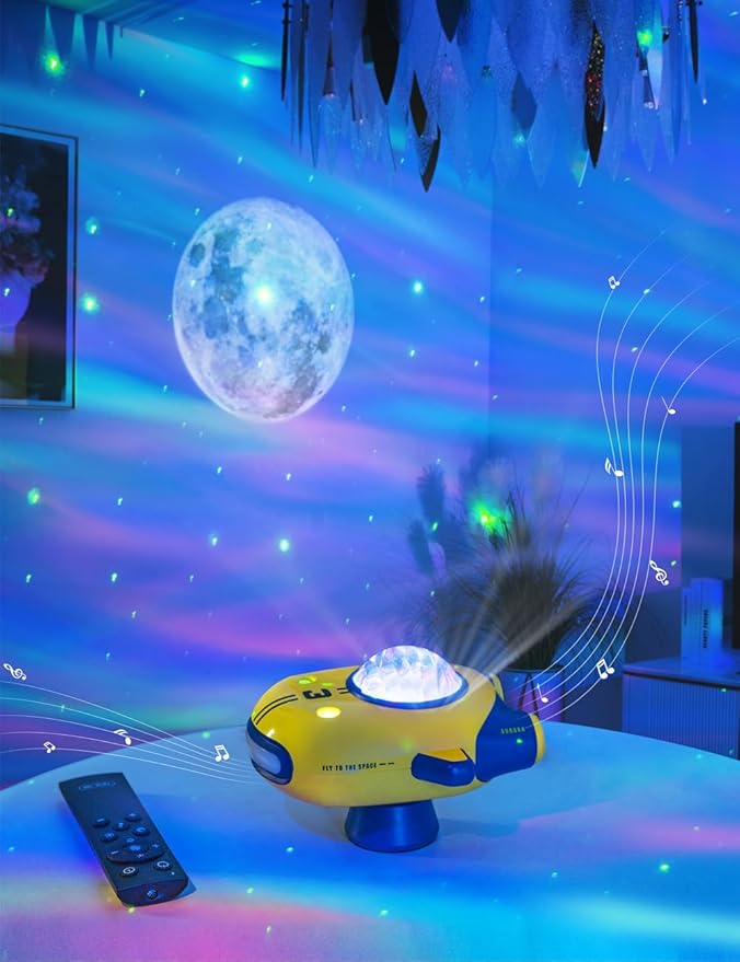 Galaxy Star Projector for Kids, 6 Colors & 5 White Noise Ceiling Night Light with Remote Control, Northern Lights Projector Gifts for Girls Boys Adults,Bedroom Party Decoration (Yellow)