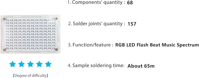 Soldering Practice Kit DIY RGB Music Spectrum Colorful Multi-pattern Simulate Dynamic Sound Wave Within Speaker SMD Soldering Kit Welding Skills Learn Soldering Kit For Beginners