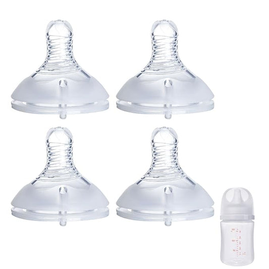 4Pack Replacement Silicone Nipple Compatible with Pigeon PP Nursing Bottle, Soft Spout Replacement for Pigeon, Easy Transition from Bottle to Cup, No Spill (L, Fast Flow)