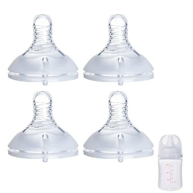4Pack Replacement Silicone Nipple Compatible with Pigeon PP Nursing Bottle, Soft Spout Replacement for Pigeon, Easy Transition from Bottle to Cup, No Spill (M, Medium Flow)