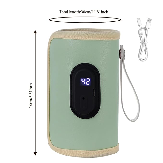 Portable Bottle Warmer 18W Quick Heating Baby Bottle Warmer Temperature Adjustable USB Baby Bottle Heater for Home Family Travel Green, Portable Bottle Warmer