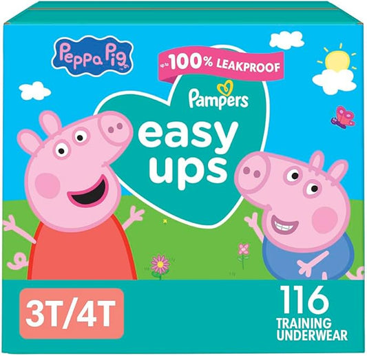 Pampers Training Pants - Easy Ups Girls & Boys - Size 3T-4T, 116 Count, Peppa Pig Potty Underwear (Packaging May Vary)