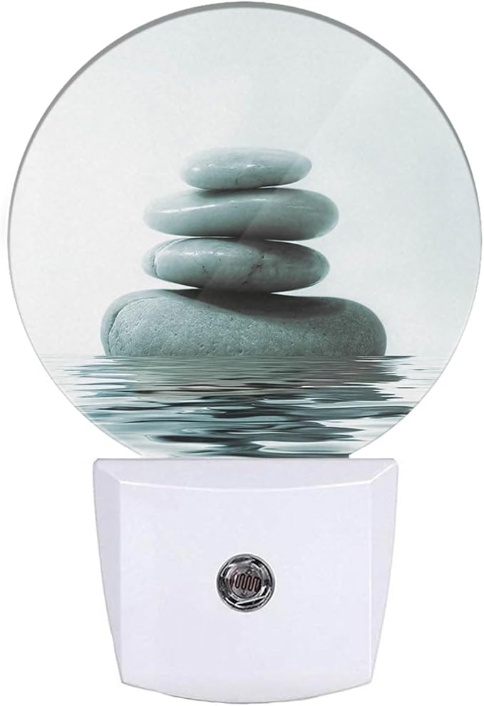 EKOBLA Zen Stones Night Light Oriental Spa Peaceful Meditation Night Lights Plug into Wall with Dusk to Dawn Sensor LED Lamp for Men Women Birthday Housewarming Christmas Gift