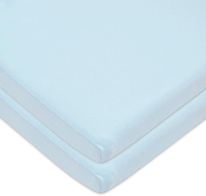American Baby Company 2 Pack 100% Natural Cotton Fitted Cradle/Bassinet Sheets 36" x 18" - Soft, Breathable & Hypoallergenic Bed Sheets, Blue, Neutral for Boys & Girls