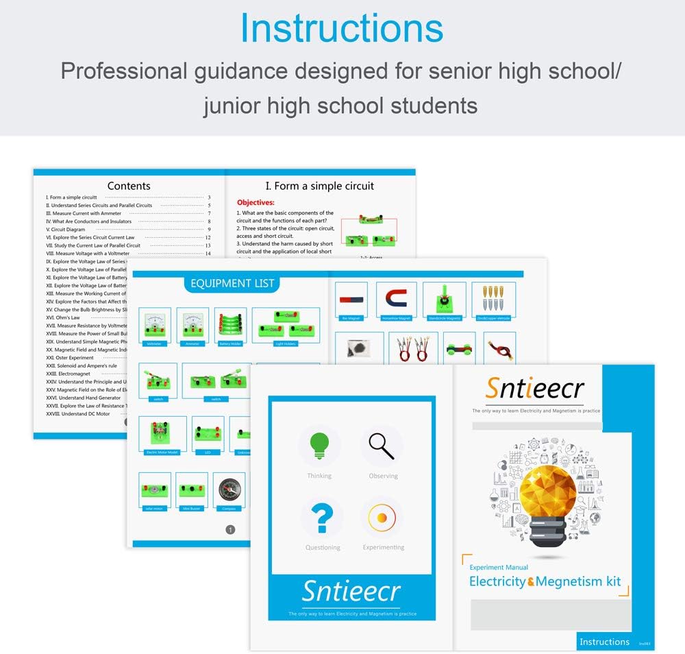 Sntieecr Science Magnetism Kit for Kids, Electric Circuit Kit for Kids, Stem Science Experiment Discovery Circuit Board Kit for Students Learning Starter