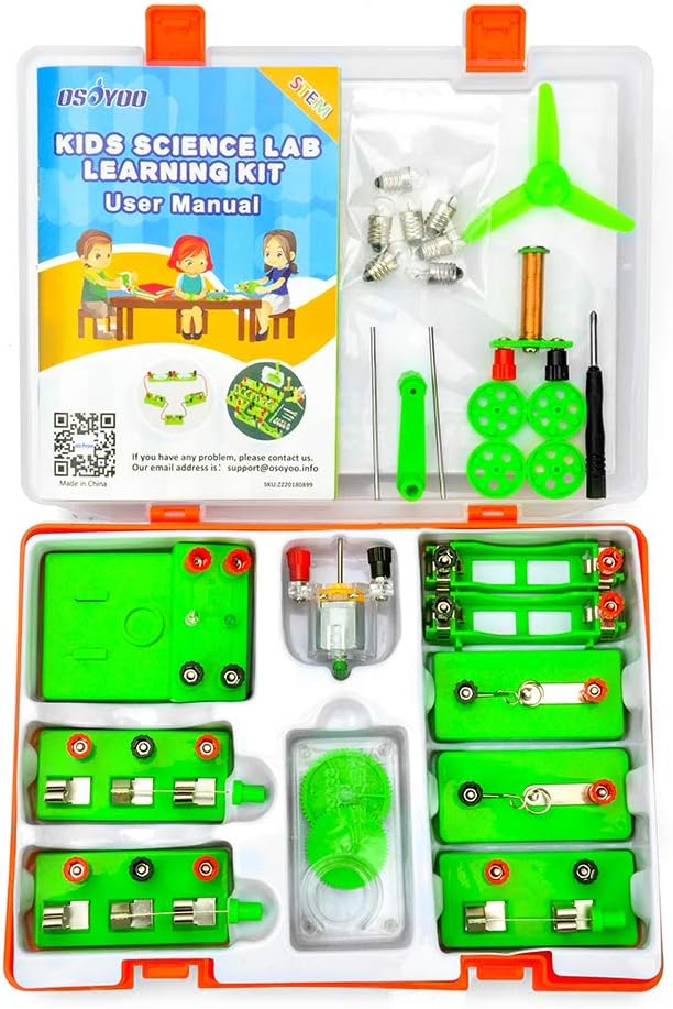 OSOYOO Kids Electricity Science Kit,Hands-on Electricity and Magnetism Experiments for Kids