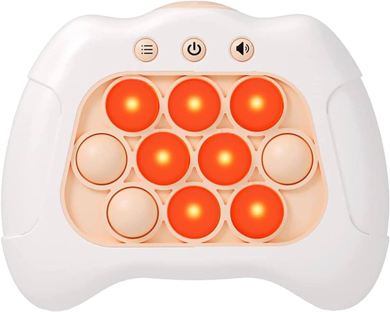 Quick Push Puzzle Game Machine Pop Fidget Light-Up Squeeze Poppet Sensory Toy Educational Push Pop Bubble Toy Stress Relief Party Favors Puzzle Game for Kids Teens Adults (White)