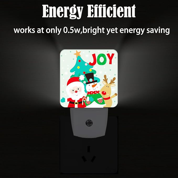 Santa Claus Snowman and Reindeer Night Light,Plug Into Wall with Dusk to Dawn Light Sensors, Warm Nightlights for Bedroom, Bathroom, Hallway, Kitchen, Gifts Ideal for Boys Girls Women Men