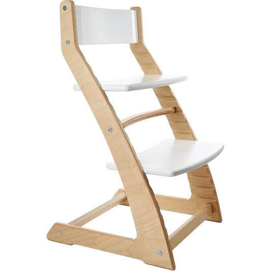 FORNEL Scandinavian Wooden High Chair | The Adjustable Grow-with-Me Chair, A Smart Alternative to Stokke | Perfect for Modern, Minimalist Kitchens (Natural & White)