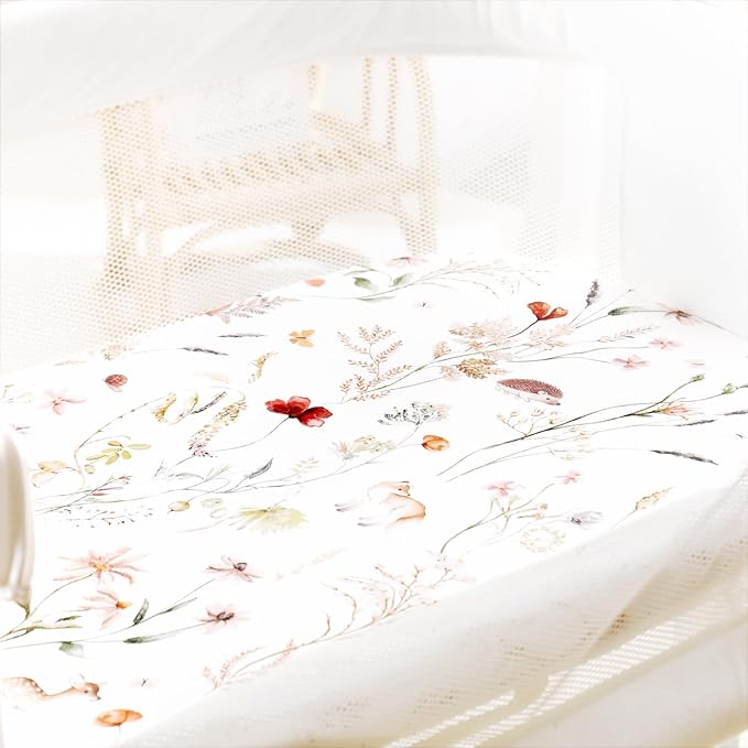 GRSSDER Stretchy Ultra Soft Fitted Bassinet Sheets 3 Pack, Universal Fit for Baby Cradle Moses Basket Oval Rectangle Mattress Safe and Snug, Dream & Blush Flora Stylish Print