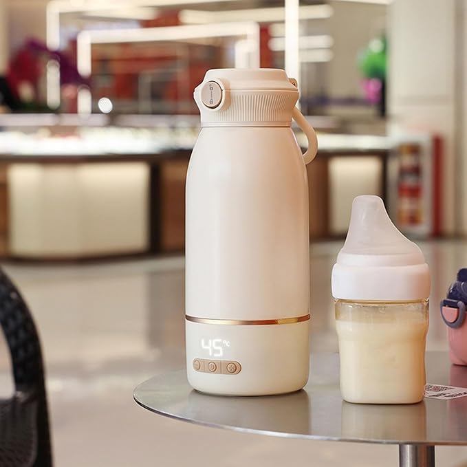 Bottle Warmer, 500ML Cordless 36 Hours Thermostatic Milk Mixer, 2H Fast Charging, Portable Travel Baby Bottle Warmer for Vehicle Car Airplane