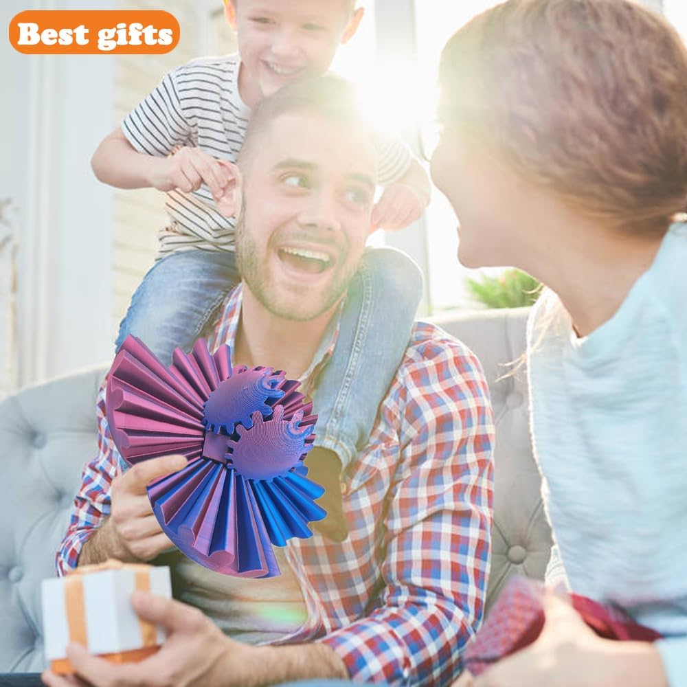 3D Printed Gear Ball, Gears phere Gear Ball Fidget Toy, Puzzle Balls, Fidget Ball, Cube Fidget Toy ,Gear Ball Toys for Classroom Prizes, Party Birthday, Anxiety Relaxing and Stress. (Purple)