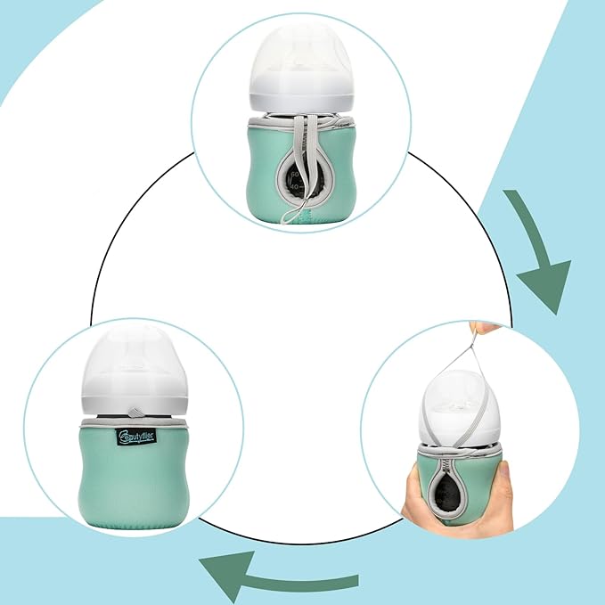 Beautyflier 4oz Glass Baby Bottle Sleeve Covers - Reusable Insulator for Heat/Cold Retention, Moisture Neoprene Holder for Philips 4 oz Avent Glass Natural Bottles (Pink+Green)