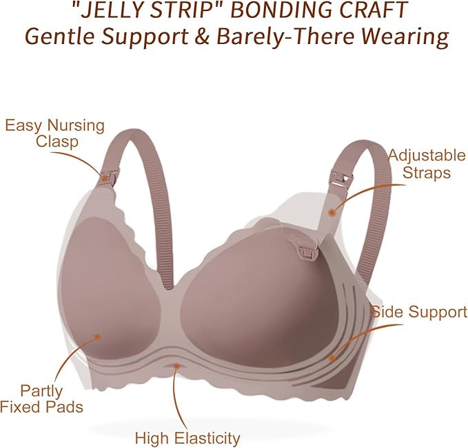 As Fairy Nursing Bras for Breastfeeding Wavy Seamless Comfort Maternity Bralette Wireless Pregnancy Sleep Bra with Support