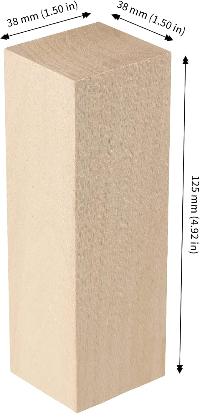 JAPCHET 12 Pieces 5 x 1-1/2 x 1-1/2 Inch Basswood Carving Blocks, Natural Carving Blocks, Unfinished Basswood Blocks for Carving, Crafting and Whittling