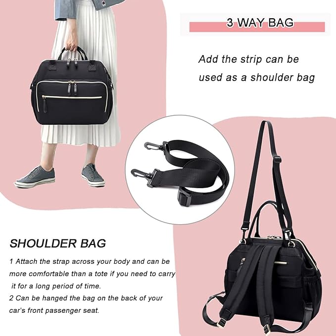 Convertible Diaper Bag Tote, Wide Open Top 14 Pockets Stylish Baby Diaper Bag with Stroller Buckle, Water-resistant (Beige, Large)