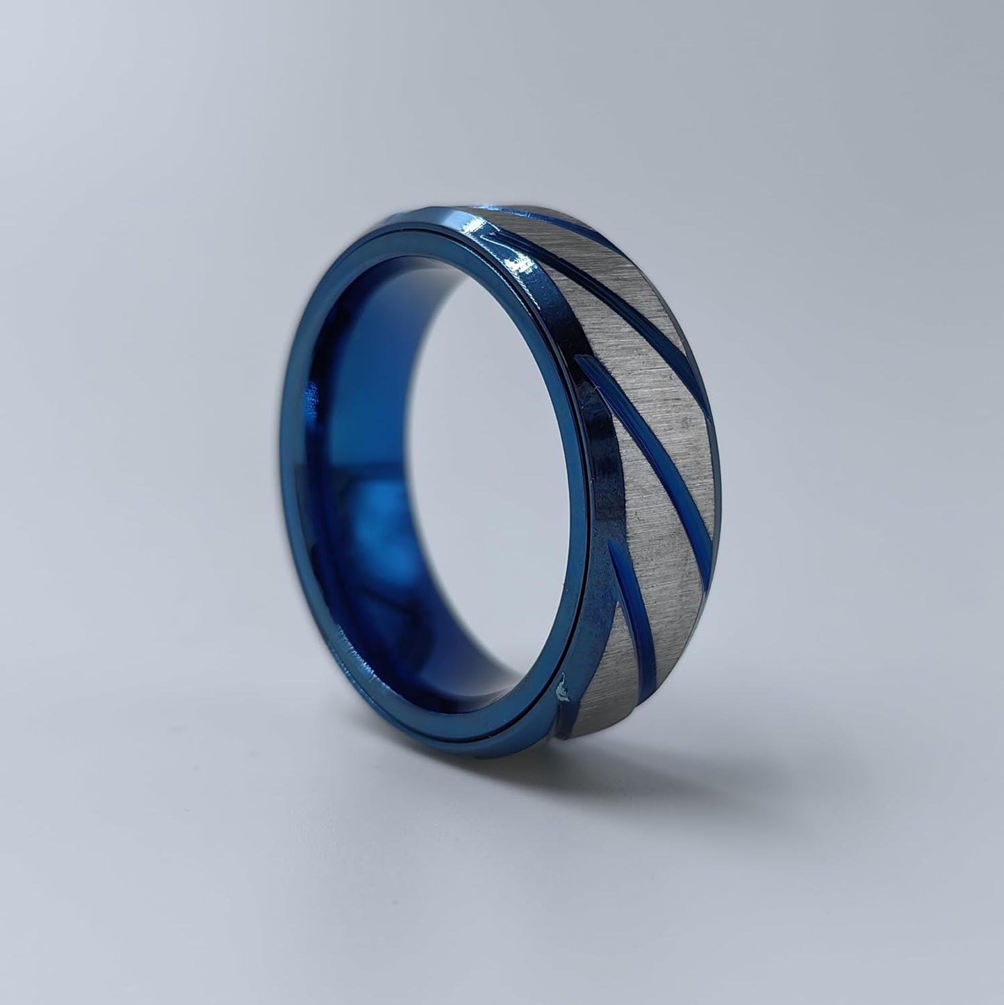 EDC Fidget Slider Fidget Toy Adult Stress Relief Metal Ratchet Ring Jewelry ADHD Recreational Fidget Toy Tactile Coin (Blue, 11)