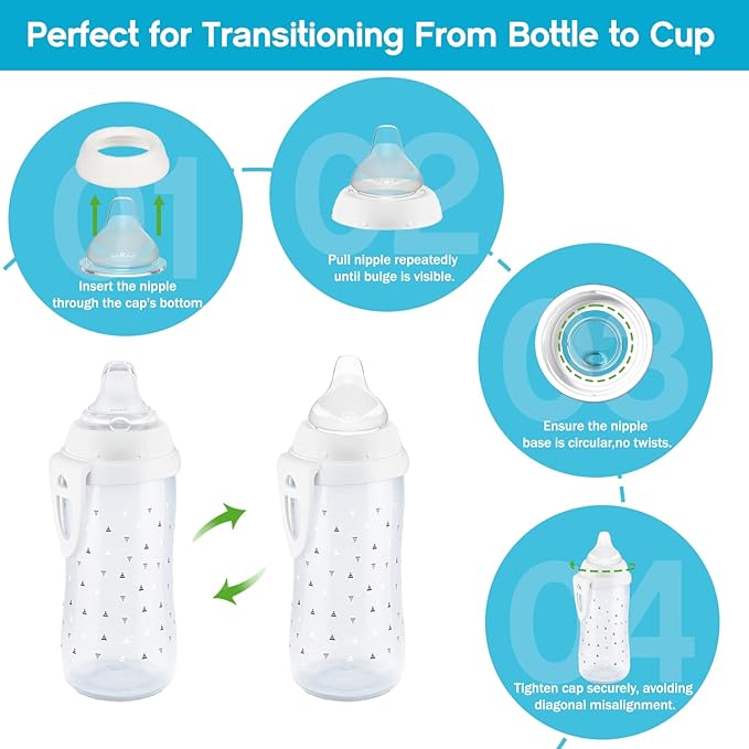 4pcs Replacement Silicone Spout Nipple for NUK Activity and Learner Cup, Soft Transition Spout for Sippy Cups, Silicone BPA-Free, Leak-Proof, Easy Transition from Bottle to Cup