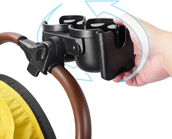 Baby Stroller Cup Holder with Phone Holder, 3-in-1 Bottle Holder, 360 Removable Degrees Rotation Drink Holder for Wheelchair, Stroller, Bike, Walker, Scooter, Bicycle, Uppababy, Nuna, Bugaboo, Doona.