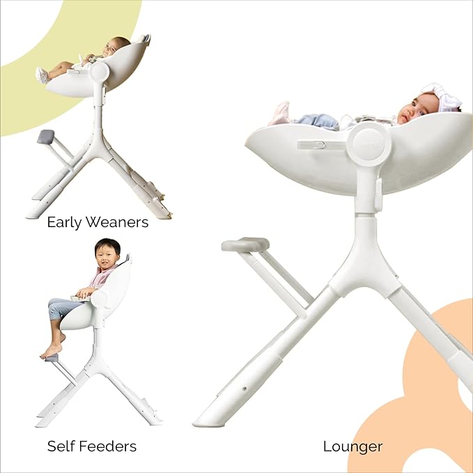 ORIBEL Cocoon Z High Chair & Baby Lounger | Perfect High Chair for Toddlers/Newborns | Glides Easily on All Surfaces | Secure Locks | Convertible Chair for Napping & Feeding (Ice Grey)