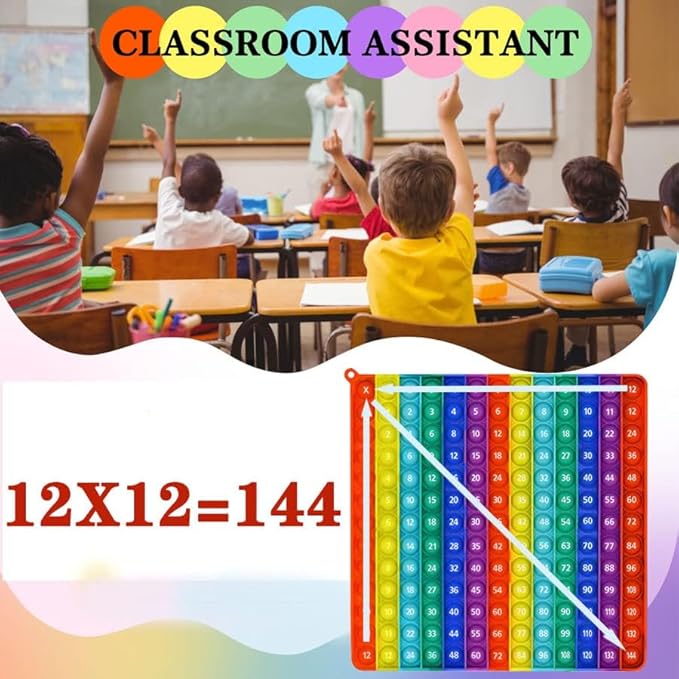 pop Fidget Multiplication Game 12x12 Table Math Games Digital Table Toy, Fidget Learning Game Toy Relieves Stress, Creates Various Math Operations,